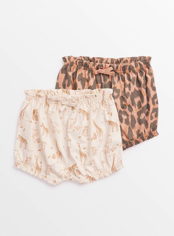 Safari & Leopard Print Shorts 2 Pack 3-6 months